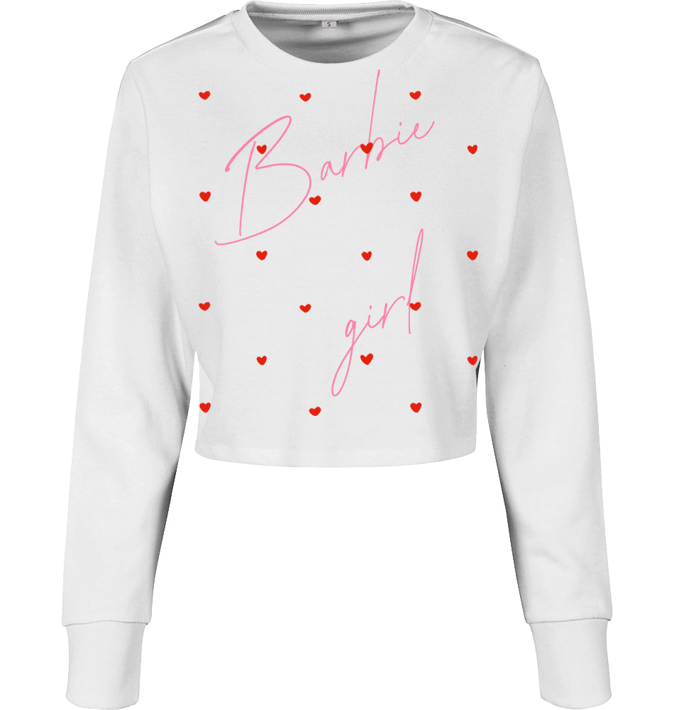 Damen Crop Long Crewneck [barbiegirl]