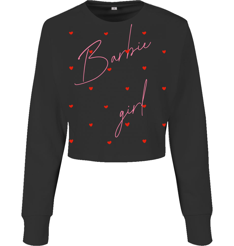 Damen Crop Long Crewneck [barbiegirl]