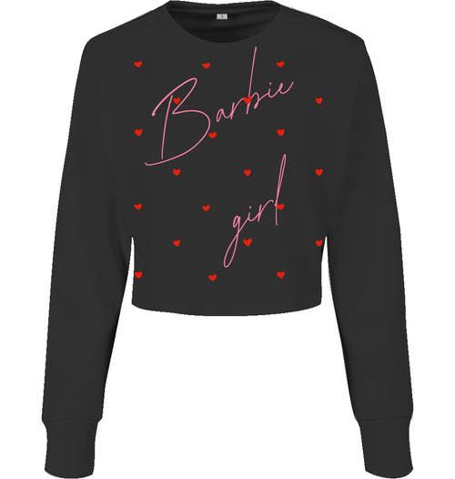 Damen Crop Long Crewneck [barbiegirl]
